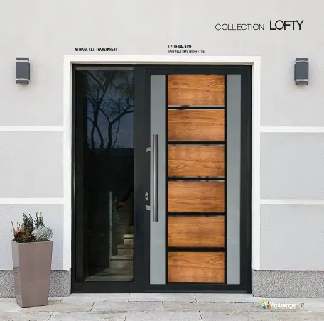 Porte d'entrée moderne COLLECTION LOFTY LOFT 200, panneaux bois et vitrage.
